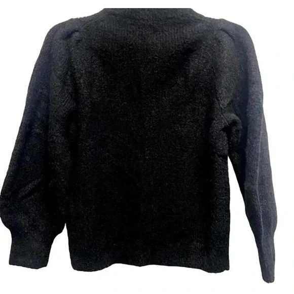 Madewell Eaton Pullover Crew Puff Sleeve Sweater Size Small in Black NWT - Picture 2 of 5